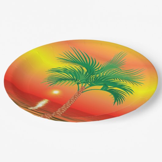 Assiettes En Carton Plaque de papier Palm Tree (Angle)