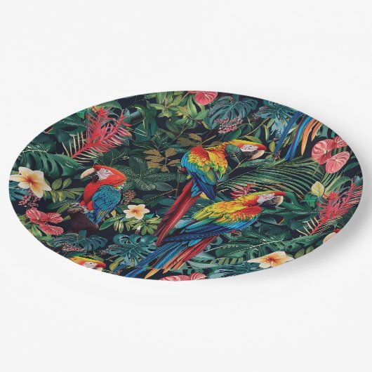 Assiettes En Carton Plaque de papier Parrot Jungle (Angle)