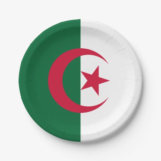 Assiettes En Carton Plaque de papier patriotique avec drapeau d'Algéri (Devant)