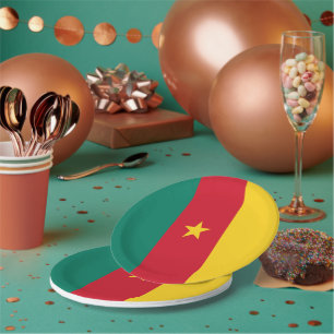 Assiettes En Carton Plaque de papier patriotique avec drapeau du Camer