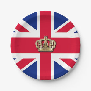 Assiettes En Carton Plaque de papier patriotique Couronne et Union Jac