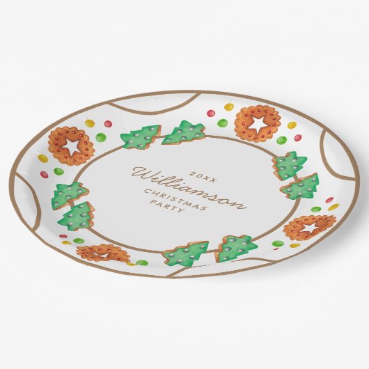 Assiettes En Carton Plaque de papier personnalisable Cookie de Noël cl (Angle)