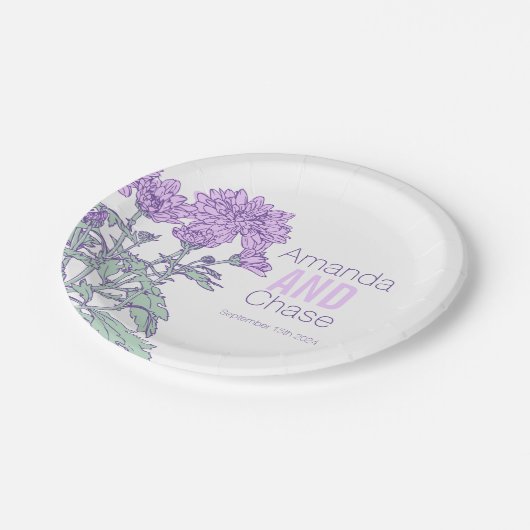 Assiettes En Carton plaque de papier personnalisé mariage chrysanthemu (Angle)