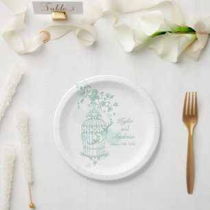 Assiettes En Carton Plaque de papier personnalisé verte pour oiseaux e