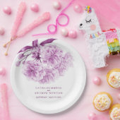 Assiettes En Carton Plaque de papier personnalisée en fleurs violettes (Fête)
