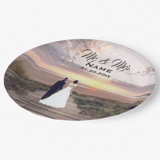 Assiettes En Carton Plaque de papier photo Mariage personnalisée (Angle)