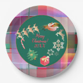 Assiettes En Carton Plaque de papier plaqué Père Noël de Noël (Devant)