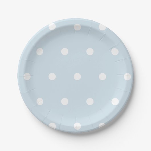 Assiettes En Carton Plaque de papier Polka bleu poudres (Devant)