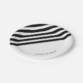 Assiettes En Carton Plaque de papier rayé noir et blanc (Angle)