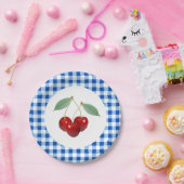 Assiettes En Carton Plaque de papier Retro Cerises (Fête)