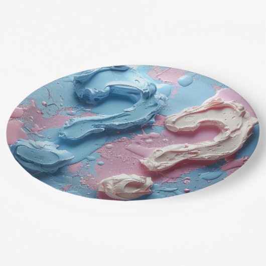 Assiettes En Carton Plaque de papier Reveal Party Garçon ou fille (Angle)