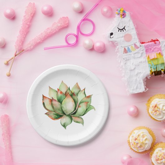 Assiettes En Carton Plaque de papier rond 7" Boho Cactus Cactus Succul (Fête)