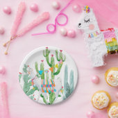 Assiettes En Carton Plaque de papier rond de 7 po Boho Llama Cactus bo (Fête)