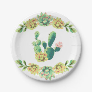 Assiettes En Carton Plaque de papier rond de 7 po Cactus de Bohême Suc