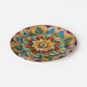 Assiettes En Carton Plaque de papier rond de 7 pouces avec Mandala imp (Angle)