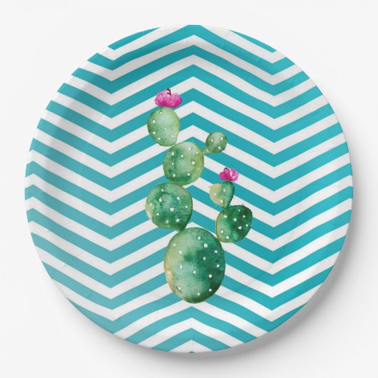 Assiettes En Carton Plaque de papier rond de 9" Boho Cactus Cactus Suc (Devant)