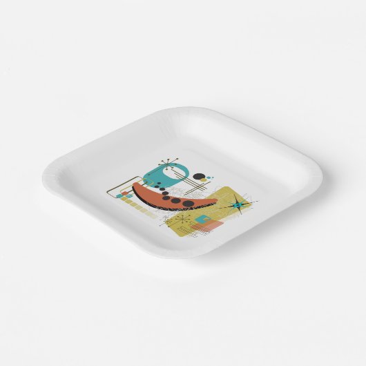 Assiettes En Carton Plaque de papier rond Redux 7 pouces rétro classiq (Angulaire)