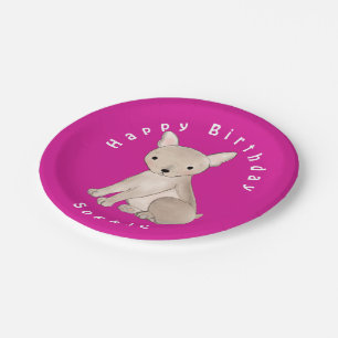 Assiettes En Carton Plaque de papier rose chaud Bulldog française pers