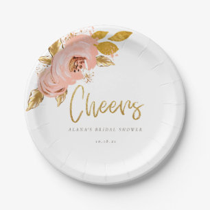 Assiettes En Carton Plaque de papier rose de Parties scintillant Flora