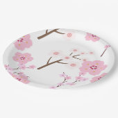 Assiettes En Carton plaque de papier rose et blanc cerisier (Angle)