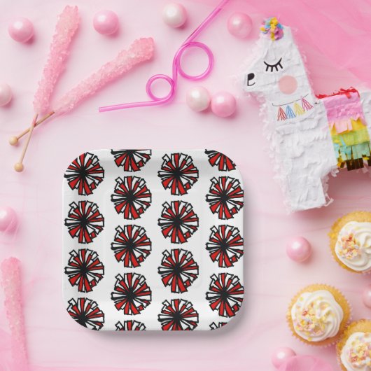 Assiettes En Carton Plaque de papier rouge blanc (Fête)