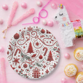 Assiettes En Carton Plaque de papier rouge blanc de Noël (Fête)