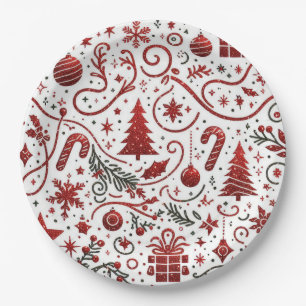 Assiettes En Carton Plaque de papier rouge blanc de Noël