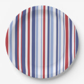 Assiettes En Carton Plaque de papier rouge blanc rayé bleu (Devant)