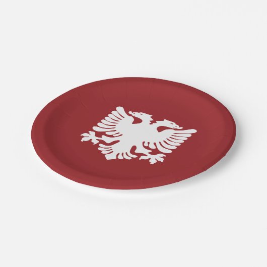 Assiettes En Carton Plaque de papier rouge et blanc albanais Aigle (Angle)
