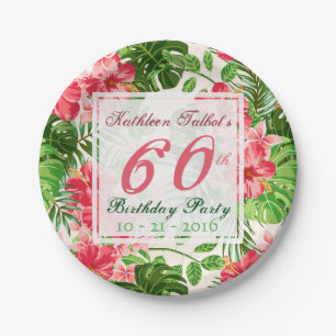 Assiettes En Carton Plaque de papier rouge Hibiscus 60e anniversaire