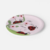 Assiettes En Carton Plaque de papier rouge Ladybugs et fleurs (Angle)