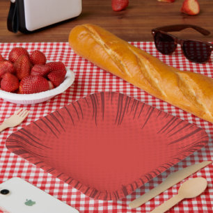 Assiettes En Carton Plaque de papier rouge Starburst