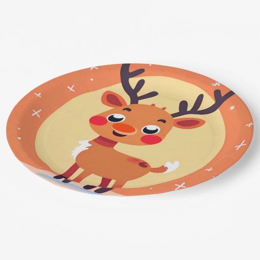 Assiettes En Carton Plaque de papier Rudolph (Angle)