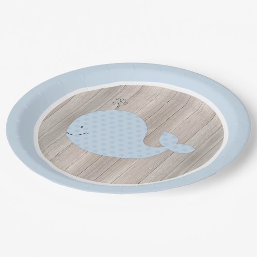 Assiettes En Carton Plaque de papier Rustique Blue Whale (Angle)