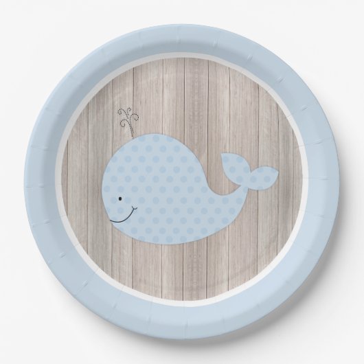 Assiettes En Carton Plaque de papier Rustique Blue Whale (Devant)