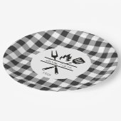 Assiettes En Carton Plaque de papier Rustique Plaid Mariage (Angle)