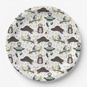 Assiettes En Carton Plaque de papier Sloth