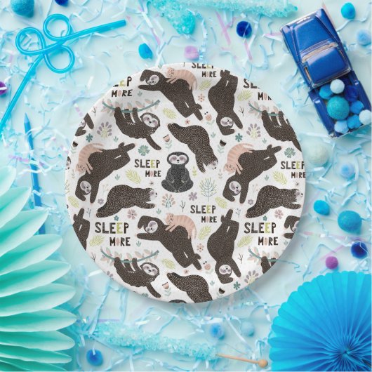 Assiettes En Carton Plaque de papier Sloth (Fête)