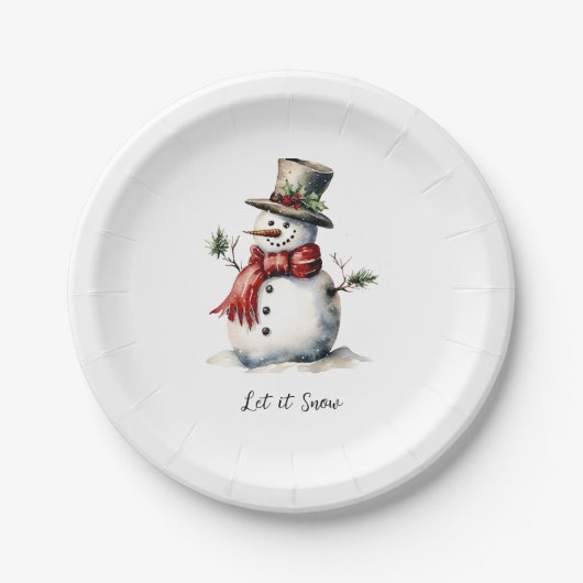 Assiettes En Carton Plaque de papier Snowman modifiable (Devant)