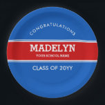 Assiettes En Carton Plaque de papier sur mesure bleue et rouge<br><div class="desc">Plaques de papier de graduation bleu et rouge personnalisées.</div>