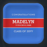 Assiettes En Carton Plaque de papier sur mesure rouge et bleu<br><div class="desc">Plaques de papier de graduation rouge et bleu personnalisées.</div>