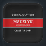 Assiettes En Carton Plaque de papier sur mesure rouge et noir<br><div class="desc">Plaques de papier de graduation noir et rouge personnalisées.</div>