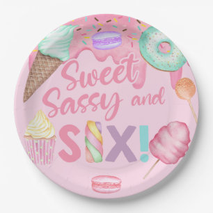 Assiettes En Carton Plaque de papier Sweet Sassy et Six Ans de fête.