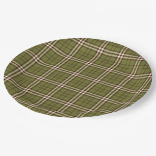 Assiettes En Carton Plaque de papier Tartan vert
