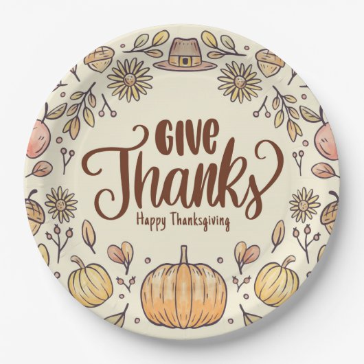 Assiettes En Carton Plaque de papier Thanksgiving (Devant)