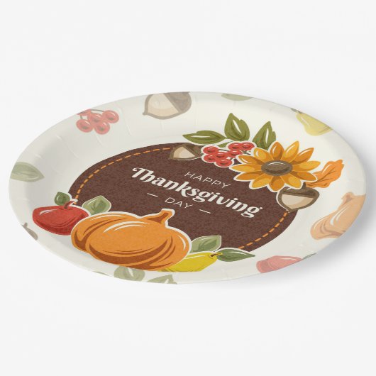 Assiettes En Carton Plaque de papier Thanksgiving (Angle)