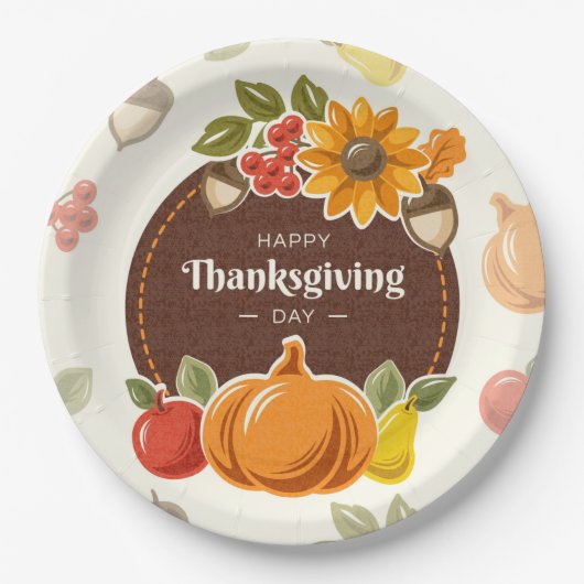 Assiettes En Carton Plaque de papier Thanksgiving (Devant)