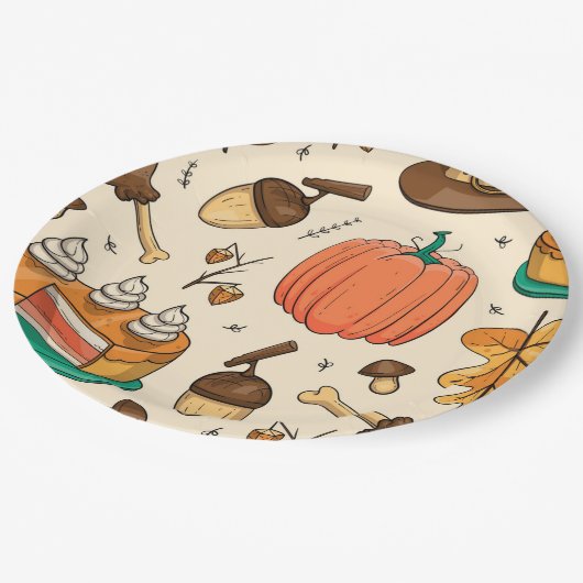 Assiettes En Carton Plaque de papier Thanksgiving (Angle)