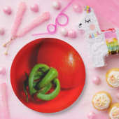 Assiettes En Carton Plaque de papier tomate rouge (Fête)