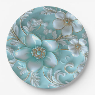 Assiettes En Carton Plaque de papier turquoise blanc